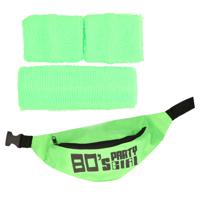 Foute 80s/90s party verkleed accessoire set - neon groen - jaren 80/90 thema feestje - thumbnail