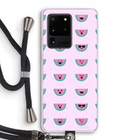 Smiley watermeloenprint: Samsung Galaxy S20 Ultra Transparant Hoesje met koord