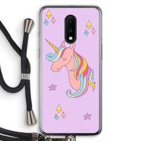Roze eenhoorn: OnePlus 7 Transparant Hoesje met koord