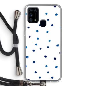 Blauwe stippen: Samsung Galaxy M31 Transparant Hoesje met koord