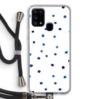 Blauwe stippen: Samsung Galaxy M31 Transparant Hoesje met koord Blauwe stippen: Samsung Galaxy M31 Transparant Hoesje met koord