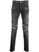 Balmain jean slim à effet usé - Noir