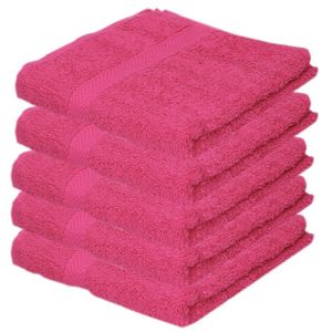 5x Luxe handdoeken fuchsia roze 50 x 90 cm 550 grams