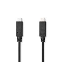 USB-Kabel | USB 3.2 Gen 2 | USB-C Male | USB-C Male | 100 W | 8K@30Hz | 10 Gbps | Vernikkeld | 1.00 m | Rond | PVC | Zwart