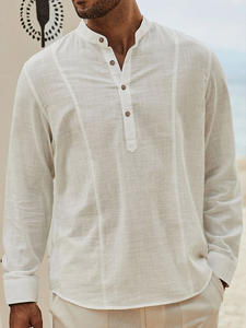 Plain Cotton Long Sleeve Casual Shirt