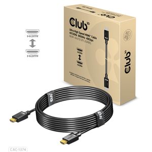 CLUB3D Ultra High Speed ​​HDMI™2.1 gecertificeerde kabel 4K120Hz, 144Hz 48Gbps M/V 4 Meter