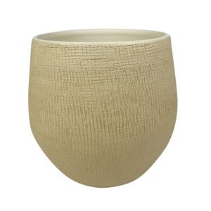 Plantenpot/bloempot in een strakke Modern design look zand/beige Dia 36 cm en Hoogte 32 cm