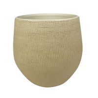 Plantenpot/bloempot in een strakke Modern design look zand/beige Dia 36 cm en Hoogte 32 cm