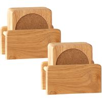 Set van 12x glazenonderzetters hout in houder 10 cm