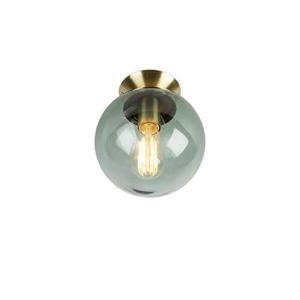 QAZQA Art deco plafondlamp messing met groen glas - Pallon