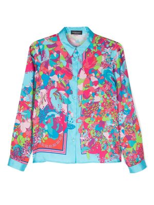 Versace Kids chemise à imprimé graphique - Bleu