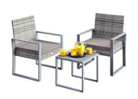 Polyrotan Balkonset Tuinset 3-delig Grijs