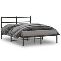 Bedframe met hoofdbord metaal zwart 140x200 cm - thumbnail