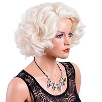 korte blonde krullende pruiken voor vrouwen grote golvende jaren 80 flip pruiken cosplay kostuumfeest halloween synthetisch platinablond haar natuurlijke mama pruiken met pruikkap Lightinthebox