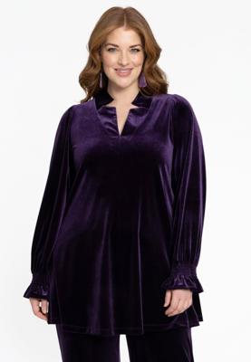 Yoek Tuniek wide bottom VELOURS | Paars | Maat 58/60