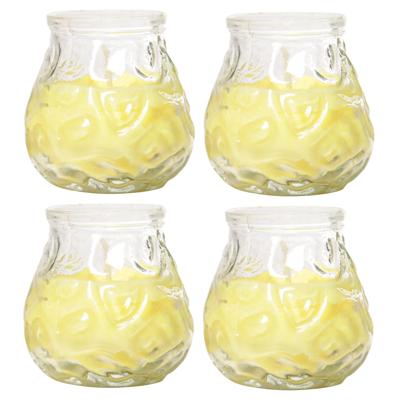 Citronella Lowboy Tafelkaars - 4x - 7 cm - 17 branduren - citrusgeur - citronella sfeerkaarsen