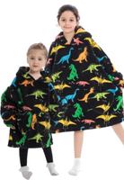 Kinder fleece deken met capuchon - dino's