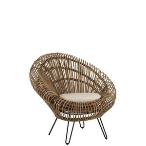 J-Line loungestoel Vivi + kussen - jute|metaal - naturel