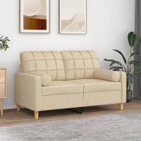 Tweezitsbank met sierkussens 120 cm stof crèmekleurig