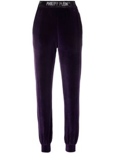 Philipp Plein pantalon de jogging en velours à logo - Violet