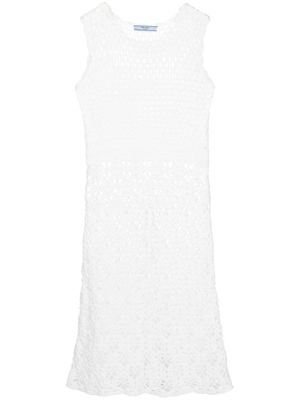 Prada Pre-Owned robe mi-longue à design sans manches - Blanc