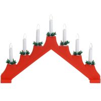 Rode kaarsenbrug met 7 lampjes 41 x 30 cm   -