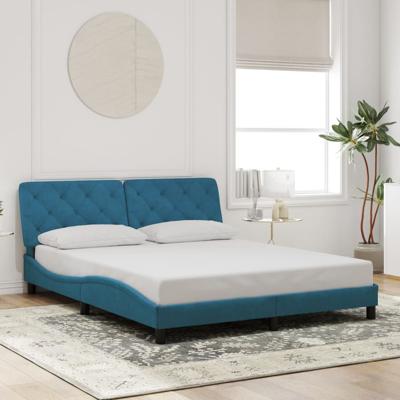 Bedframe met hoofdeinde fluweel blauw 160x200 cm