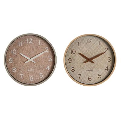 Muurklok Home ESPRIT Bruin Natuurlijk PVC Hout 30 x 4,7 x 30 cm (2 Stuks)