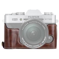 1/4 inch draad PU lederen camera halve Case Base voor FUJIFILM X-T10/X-T20 (koffie)