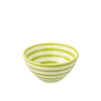 J-Line Bowl Granada Stripes High Ceramic White|Green Medium - thumbnail