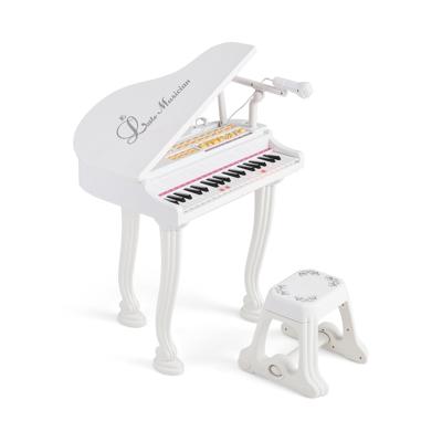 Kinderkeyboard met 37 Toetsen & Kruk Elektronische Pianotoetsenbord 47 x 37 x 70 cm Wit
