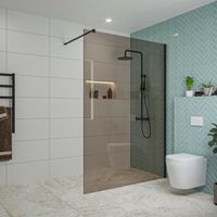Fortifura Galeria inloopdouche - 140x200cm - rookglas - wandarm - mat zwart SW797946/SW797905 Fortifura Galeria inloopdouche - 140x200cm - rookglas - wandarm - mat zwart SW797946/SW797905