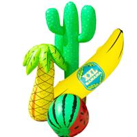 Opblaasbare fruit mix - 1x banaan 71 cm en 1x Watermeloen 35 cm - deco opblaasartikelen