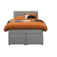 Leen Bakker - Boxspring Met Opbergruimte Liv Geblokt - Licht - 120x200 Cm - Stof - Grijs