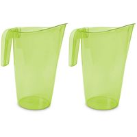 2x stuks waterkan/sapkan transparant/groen met inhoud 1.75 liter kunststof - Schenkkannen - thumbnail
