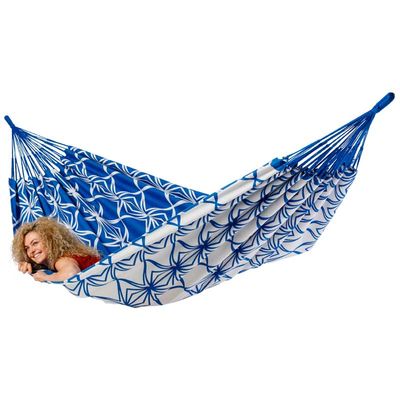 Familie hangmat - 400x180cm - Blauw - 200kg draagkracht- 100% katoen - binnen & buiten