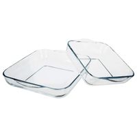 Ovenschaal set 2x stuks vierkant - Transparant - Glas - 22 en 28 cm - thumbnail