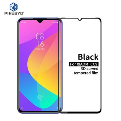 PINWUYO 9H 3D Curved Tempered Glass Film for Xiaomi Mi CC9(Black)