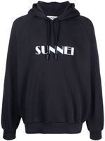 Sunnei hoodie en coton biologique à logo imprimé - Bleu