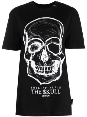 Philipp Plein t-shirt en coton à imprimé tête de mort - Noir