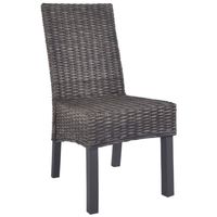 The Living Store Kubu Rattan Eetkamerstoelen - 46 x 61 x 93 cm - Bruin met greywash - Set van 4 - thumbnail