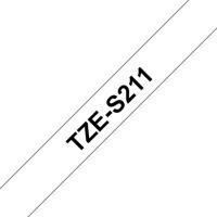 Brother TZe-S211 Labeltape extra sterk klevend Tapekleur: Wit Tekstkleur: Zwart 6 mm 8 m