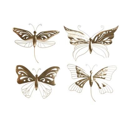 Wanddecoratie Home ESPRIT Gouden Vlinder 43 x 2 x 33 cm (4 Stuks)