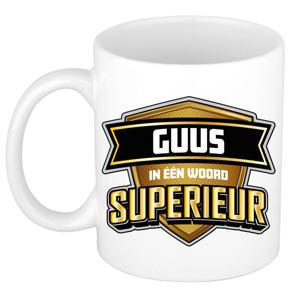 Naam mok Guus - wit - Superieur - keramiek - 300 ml - cadeau collega beker