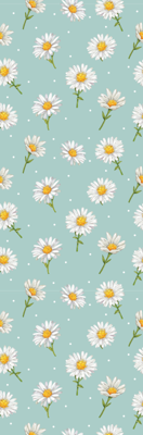 Behang bloemen Madeliefjebloemen op lichtblauw