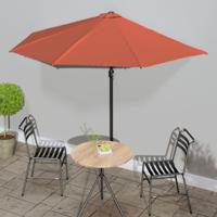 Balkonparasol half met aluminium paal 300x155x223 cm terracotta