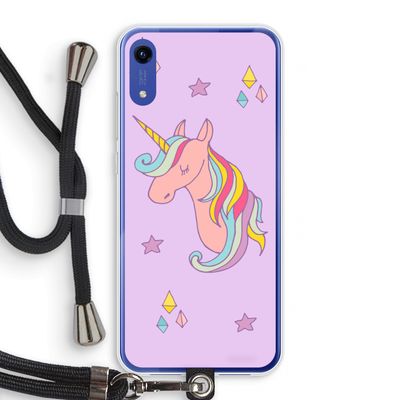 Roze eenhoorn: Honor Play 8A Transparant Hoesje met koord