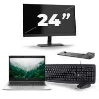 HP EliteBook 830 G6 - Intel Core i5-8e Generatie - 13 inch - 16GB RAM - 256GB SSD - Windows 11 + 1x 24 inch Monitor