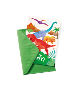 Uitnodigingskaarten Dino Apatosaurus (6st)