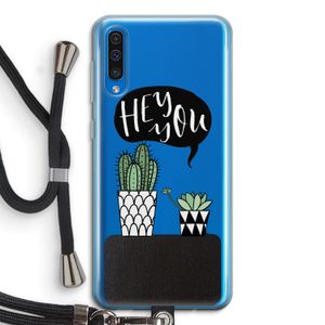 Hey you cactus: Samsung Galaxy A50 Transparant Hoesje met koord
